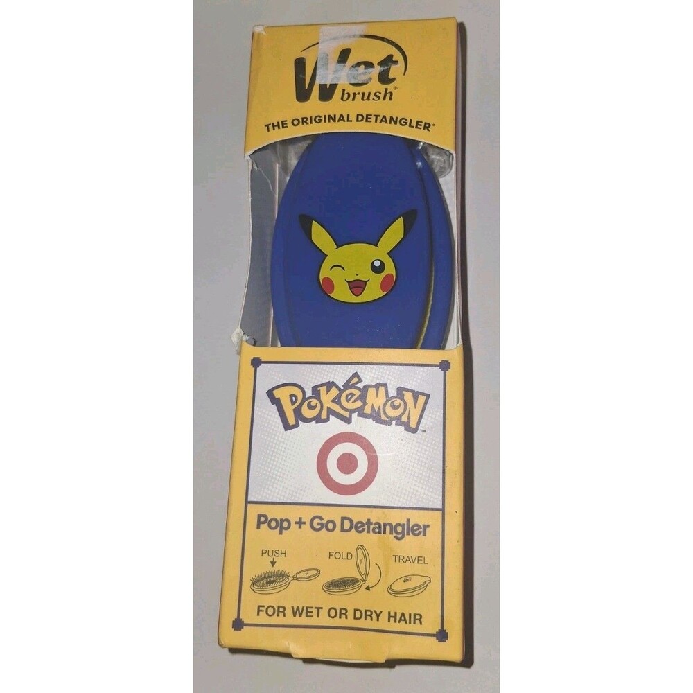 Wet Brush The Original Detangler Pokemon Pop Go Pikachu Travel Folding Brush NIB